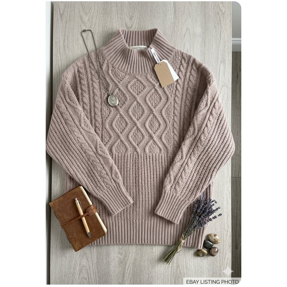 A New Day Womens XXL Mauve Cable Knit Mock Neck‎ Pullover Sweater Relaxed Fit
